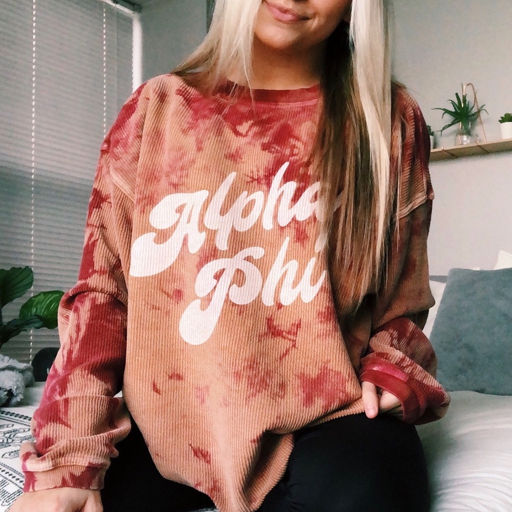 Alpha Phi Acid Wash Corded Crew